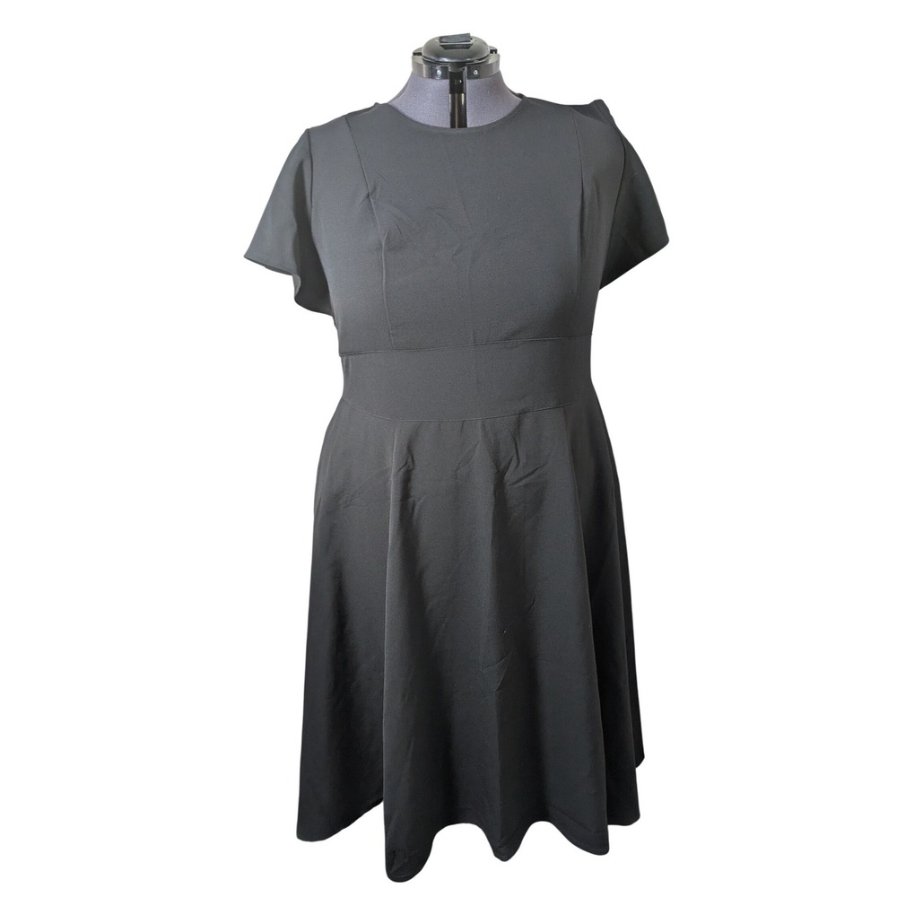 Lane Bryant Black Flutter Sleeve Hi-low Midi Dress Size 24 NWT